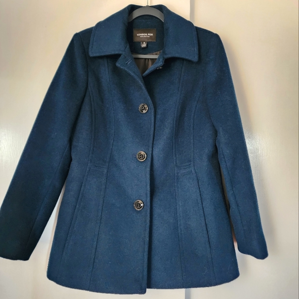 London Fog  size M loden blue wool coat